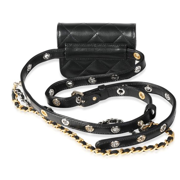 Chanel Black Quilted Goatskin Punk Chain Mini Belt Bag - Picture 3 of 5